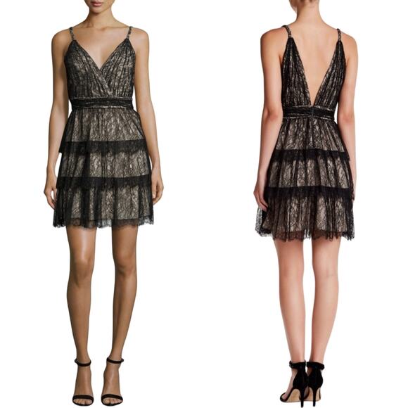 Alice + Olivia Dresses & Skirts - Alice + Olivia Lace Olive Tiered Mini Dress